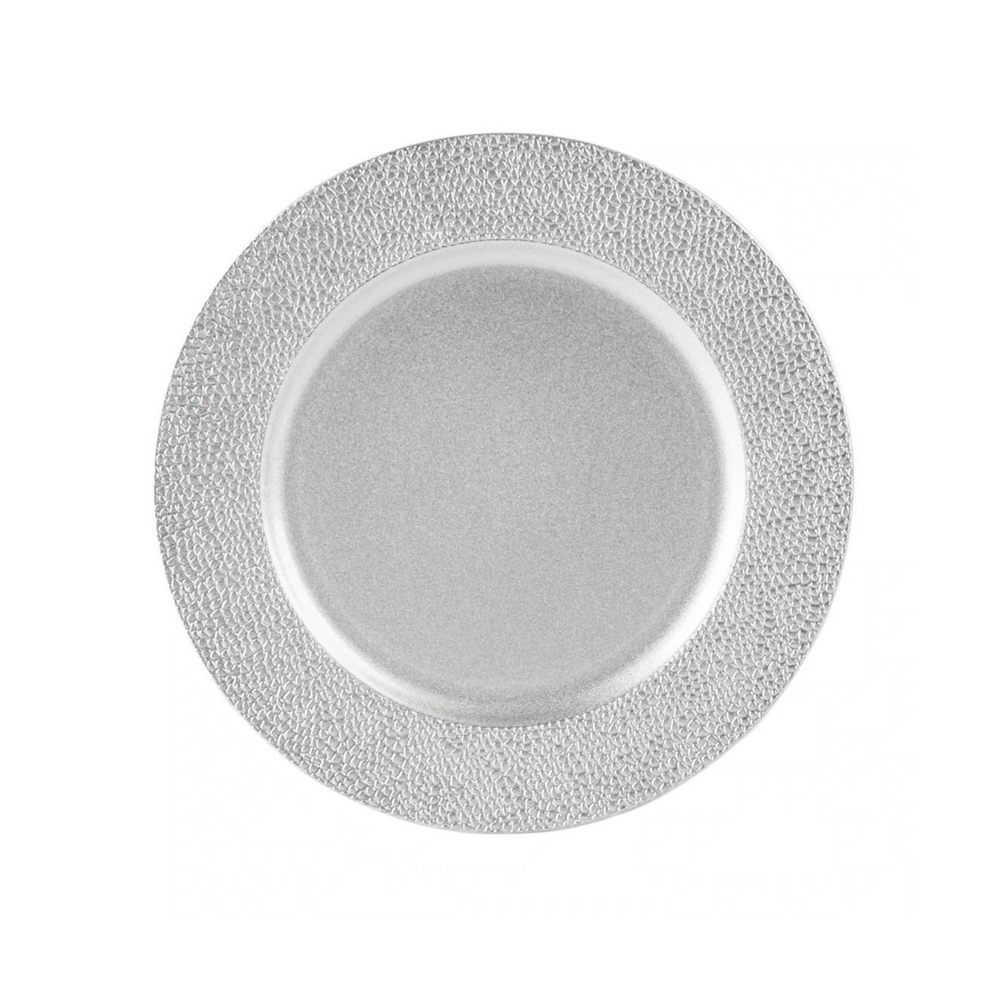 Charger Plate - Hammered Silver Rim